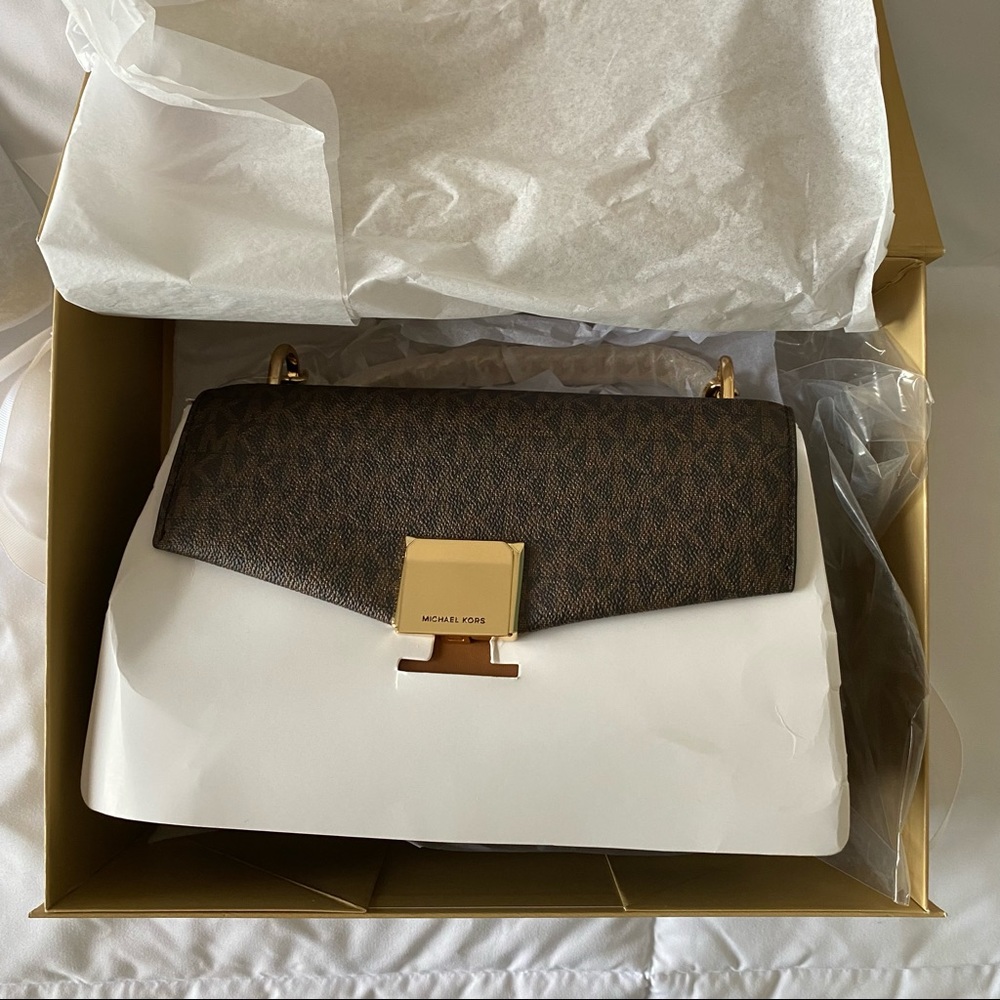 🌺NWT MK🌺Lita Medium Two-tone Logo Crossbody Bag - Picture 4 of 9